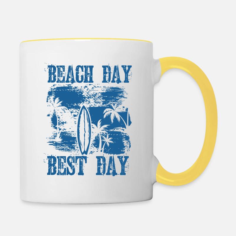BEACH DAY BEST DAY - Contrasting Mug - white/yellow