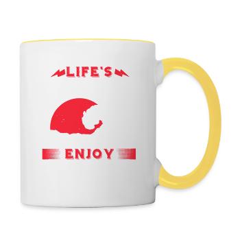LA VIE EST UNE PLAGE PROFITEZ DES VAGUES 2 - Mug contrasté - blanc/jaune - Droite