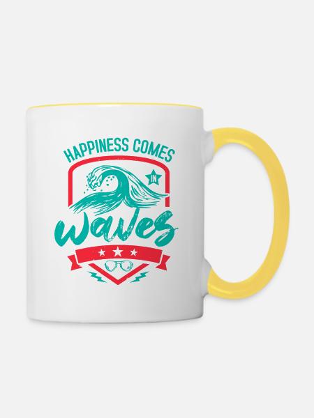 GLÜCK KOMMT WELLEN - Tasse zweifarbig - Weiß/Gelb