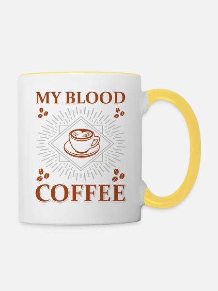Coffee Blood - Tasse zweifarbig - Weiß/Gelb