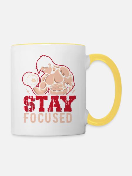 Stay Focused - Tasse zweifarbig - Weiß/Gelb