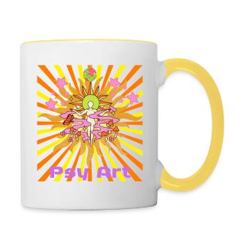 psy art Gaia - Mug contrasté - blanc/jaune - Droite
