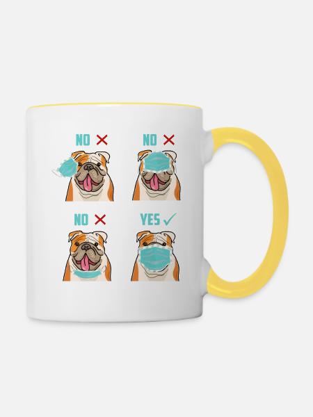 English Bull - Tasse zweifarbig - Weiß/Gelb