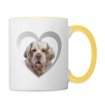 Clumber Spaniel Heart - I Love Clumber Spaniel - Contrasting Mug - white/yellow - Right