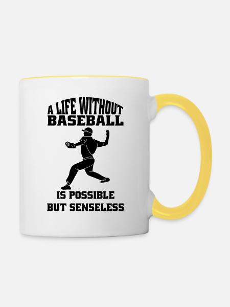 Baseball Baseballspieler Baseballteam Baseballer - Tasse zweifarbig - Weiß/Gelb