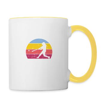 Die besten Väter haben Töchter, die Softball spiel - Tasse zweifarbig - Weiß/Gelb - Rechts