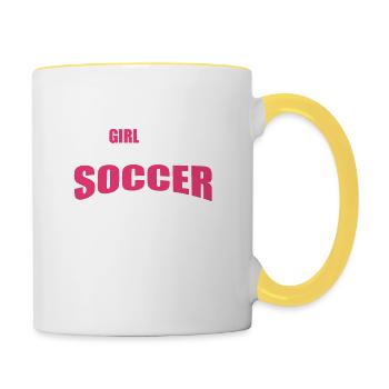Move Side Boys Let A Girl Show You Soccer Funny - Tasse zweifarbig - Weiß/Gelb - Rechts