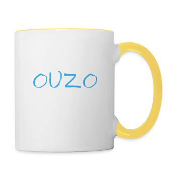 Ouzo Spruch für Griechen One Ouzo a Day - Tasse zweifarbig - Weiß/Gelb - Rechts
