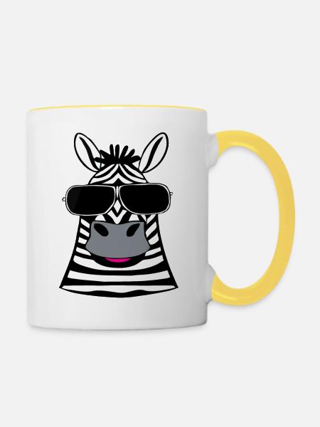Zebra mit Sonnenbrille - Tasse zweifarbig - Weiß/Gelb