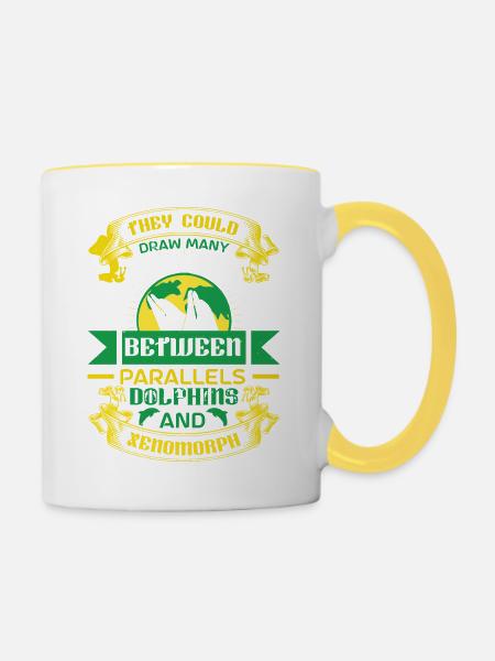 ZWISCHEN PARALLELEN DELFINE - Tasse zweifarbig - Weiß/Gelb