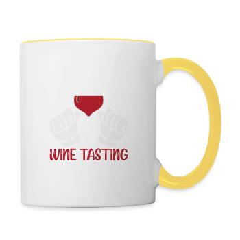 This Is My Wine Tasting Shirt - Tasse zweifarbig - Weiß/Gelb - Rechts