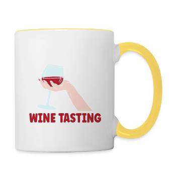 I'm Here For The Wine Tasting - Tasse zweifarbig - Weiß/Gelb - Rechts