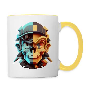 Dude 8bit Pixelart - Tasse zweifarbig - Weiß/Gelb - Rechts