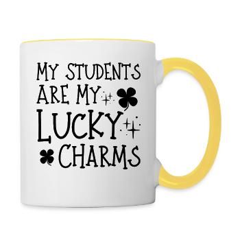 Meine Schüler sind meine Glücksbringer - Tasse zweifarbig - Weiß/Gelb - Rechts