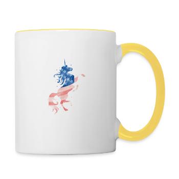 Americorn Einhorn 4. Juli US Patriotisch Mericorn - Tasse zweifarbig - Weiß/Gelb - Rechts