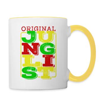 Original Junglist 90s UK Jungle Drum and Bass - Contrasting Mug - white/yellow - Right