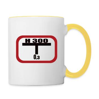 Lustiges Feuerwehr Hydrant - Tasse zweifarbig - Weiß/Gelb - Rechts