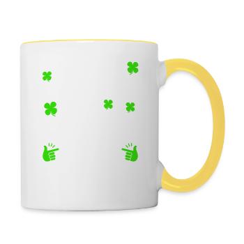 Hören Sie auf, mich zu sehen Kleeblätter und kaufen Sie mir einen Drink - Tasse zweifarbig - Weiß/Gelb - Rechts