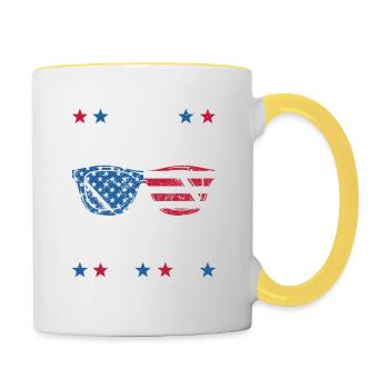 L’équipage du cousin 4 juillet Amérique patriotique - Mug contrasté - blanc/jaune - Droite