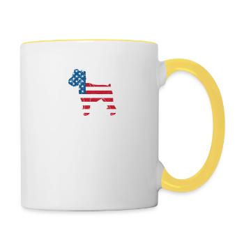 Schnauzer 4 juillet Dog Lovers Patriotic USA - Mug contrasté - blanc/jaune - Droite