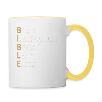Instructions de base de la leçon biblique avant - Mug contrasté - blanc/jaune - Droite