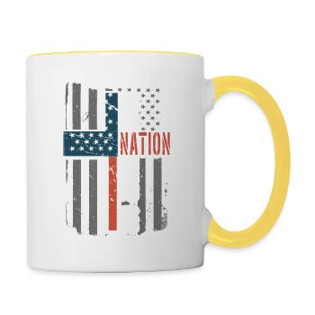 Une nation sous le drapeau américain - Mug contrasté - blanc/jaune - Droite