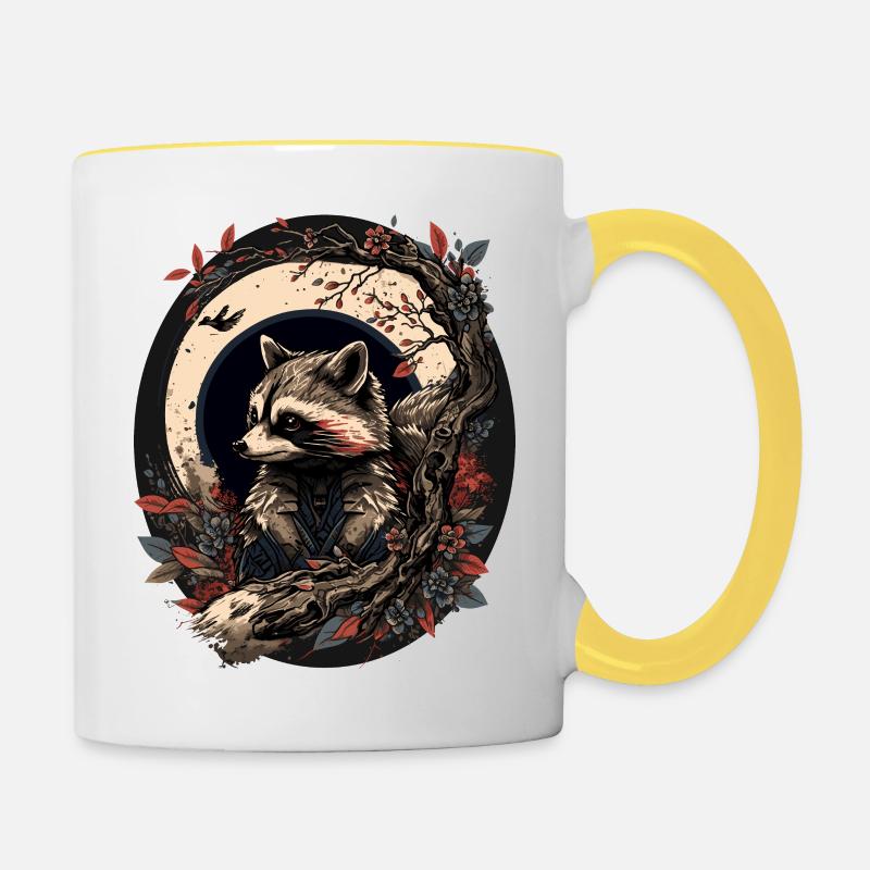 Baka Waschbär 6 - Tasse zweifarbig - Weiß/Gelb