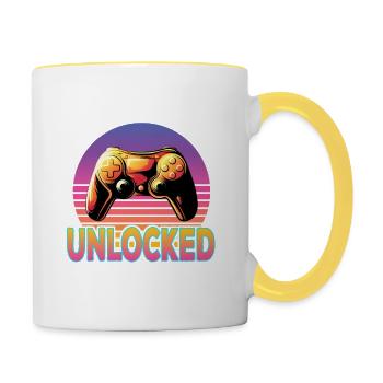 Level 50 Unlocked 50th Birthday Gamer - Contrasting Mug - white/yellow - Right