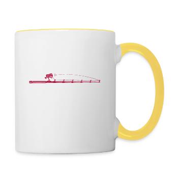 American Flag Fishing Rod Pole Funny - Contrasting Mug - white/yellow - Right