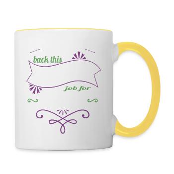 joke birthday present idea cappuccino tired gift - Contrasting Mug - white/yellow - Right