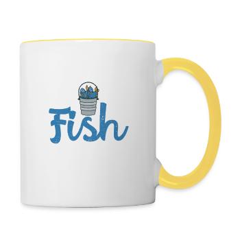 Manger dormir poisson répéter Pêche à l’achigan Amateurs drôle - Mug contrasté - blanc/jaune - Droite