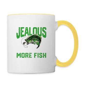 Ne sois pas jaloux juste parce que j’ai un drôle - Mug contrasté - blanc/jaune - Droite
