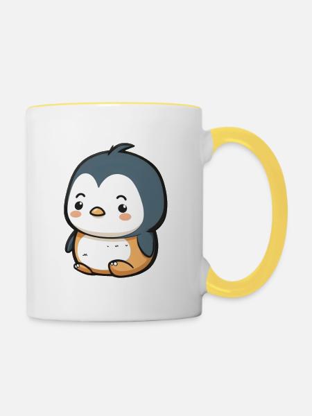 Pinguin Baby - Tasse zweifarbig - Weiß/Gelb