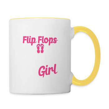 Ich bin ein Flip Flops und Angeln Kinda Girl Funny - Tasse zweifarbig - Weiß/Gelb - Rechts