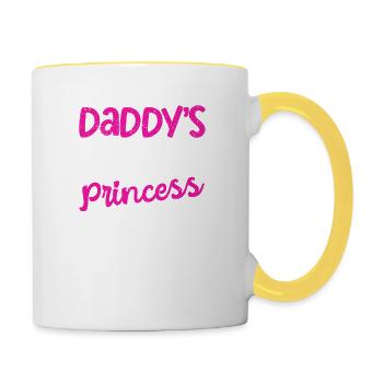 Daddy's Fishing Princess Daughter Fisherman Reel Cool - Contrasting Mug - white/yellow - Right