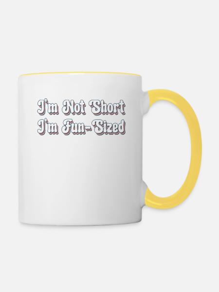Ich bin nicht klein, ich bin lustig - lustig - Tasse zweifarbig - Weiß/Gelb