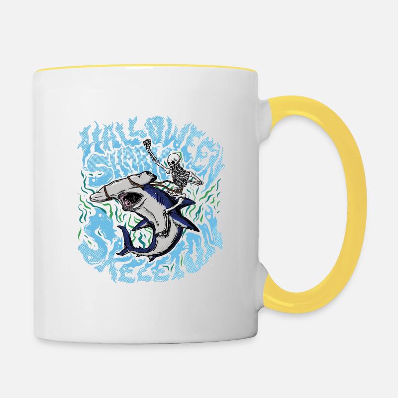 Équitation en skeleton - Mug contrasté - blanc/jaune