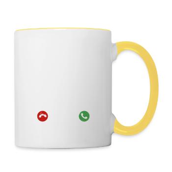 Die Fische rufen und ich muss gehen Lustiger Fisch - Tasse zweifarbig - Weiß/Gelb - Rechts
