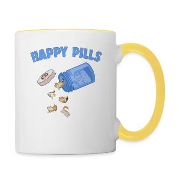 Happy Pills Exotic Shorthair Cat Funny Kitten Love - Mug contrasté - blanc/jaune - Droite