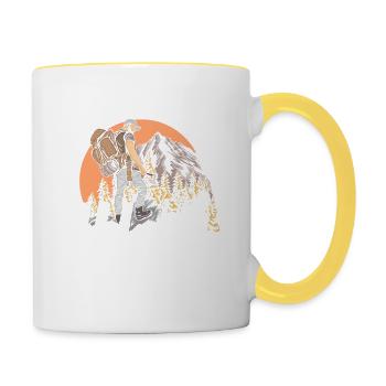 Life is better with hiking mountain backpack - Contrasting Mug - white/yellow - Right