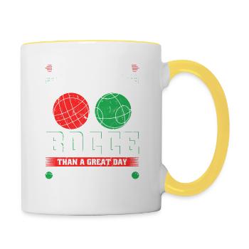 Bad Day At Bocce, Funny Bocci Ball - Tasse zweifarbig - Weiß/Gelb - Rechts