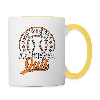 Hustle Hit And Never Quit Baseball - Contrasting Mug - white/yellow - Right