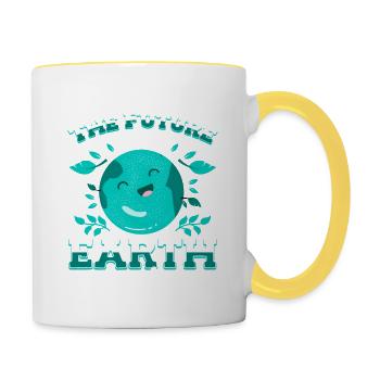 L’avenir de la planète Terre est dans le mien - Mug contrasté - blanc/jaune - Droite