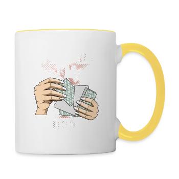 Chaque jour, je suis Shufflin' Gambling Card Player - Mug contrasté - blanc/jaune - Droite