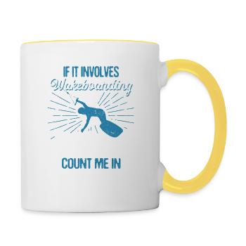 Quand il s’agit de wakeboard et de tacos, je suis là - Mug contrasté - blanc/jaune - Droite