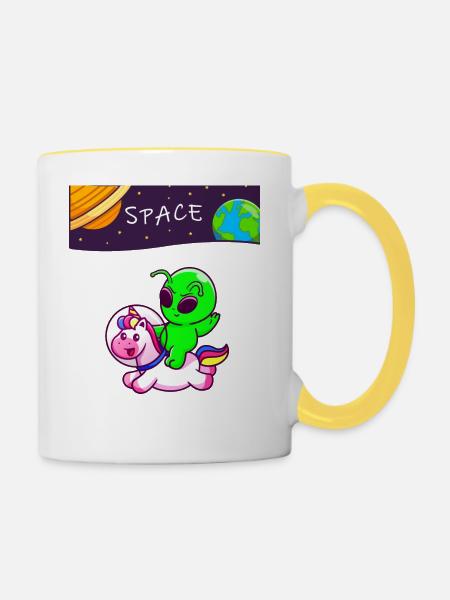 Raum - Tasse zweifarbig - Weiß/Gelb