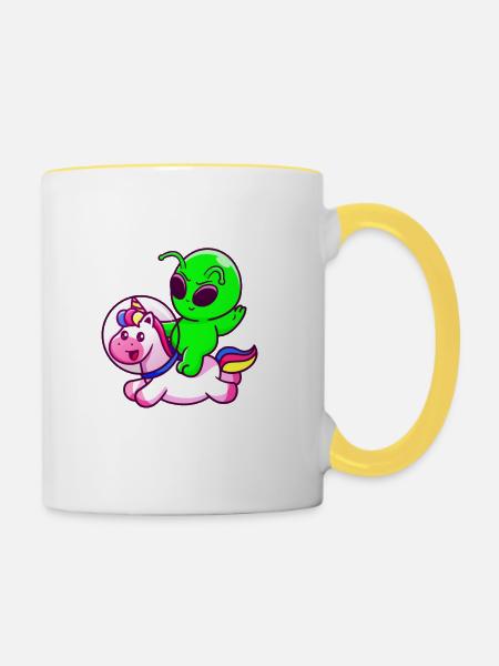 Raum - Tasse zweifarbig - Weiß/Gelb