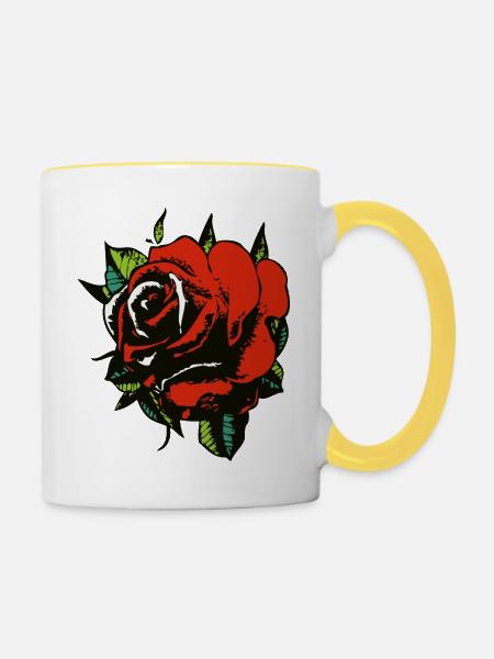 rosa Blütenblatt 232 A - Tasse zweifarbig - Weiß/Gelb