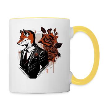 Fuchs Geschenk Sohn Tier Wildtier Tiermotiv Motiv - Tasse zweifarbig - Weiß/Gelb - Rechts