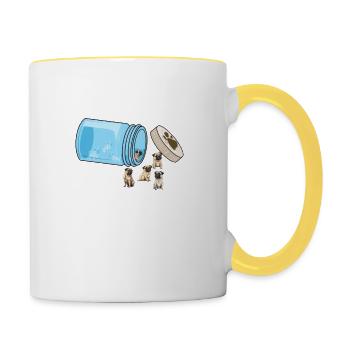 Happy Pills Pug Funny Dog Lover Humor Pet Cool - Contrasting Mug - white/yellow - Right